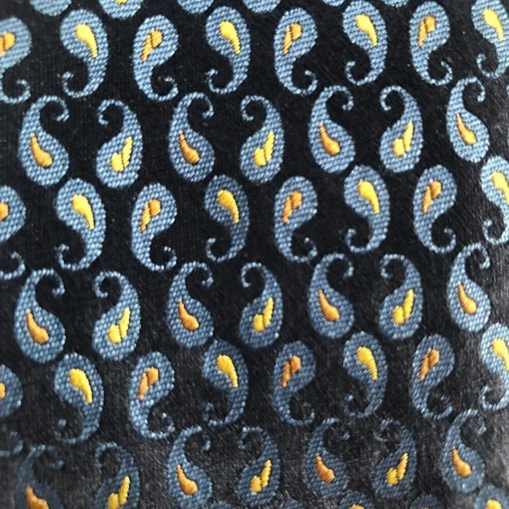 XMI Umbria Silk Necktie Men's Navy & Cobalt with Gold Hand Made Tie - NEW